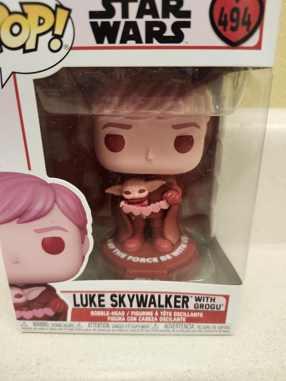 Funko Pink and Red Star Wars Luke Skywalker with Grogu Pop! (Variant)